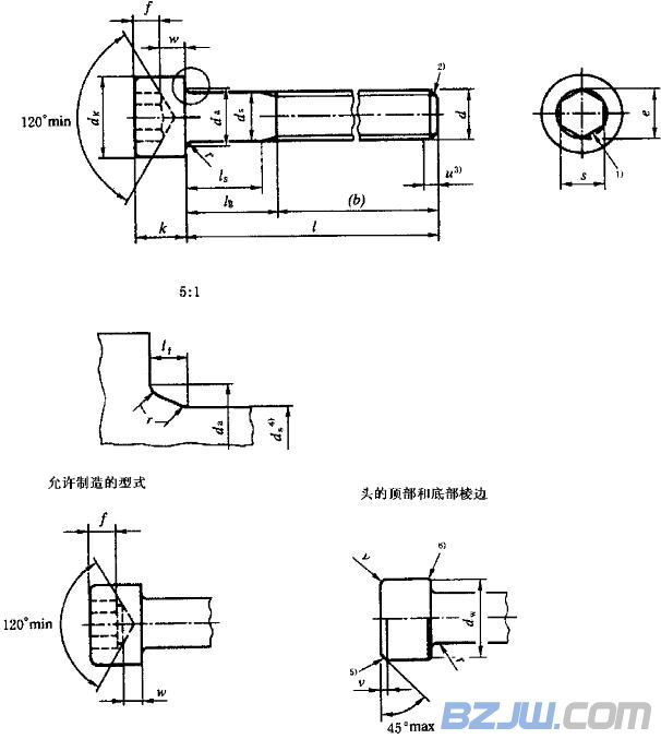 內(nèi)六角螺栓標(biāo)準(zhǔn)尺寸圖